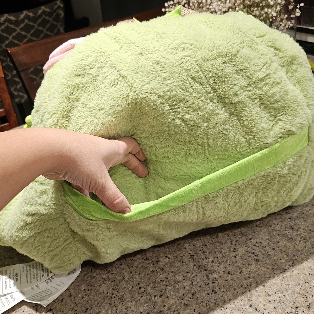 Green Cactus Plush Pillow with Pink Flowers - Picture 6 of 6